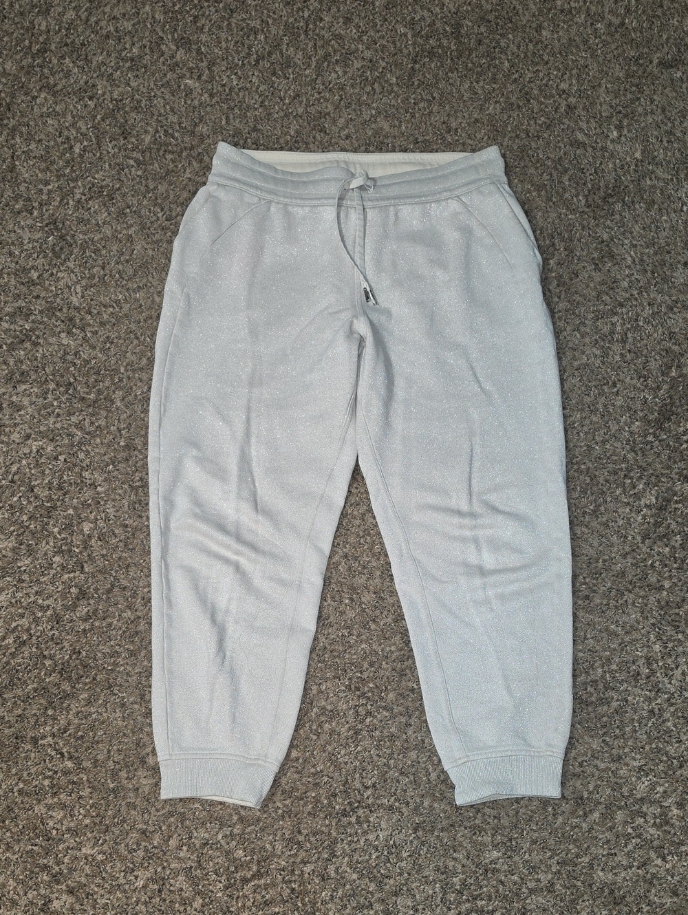 Lululemon Womens Cream/Silver Shimmer Joggers. Sz 10 25" Inseam